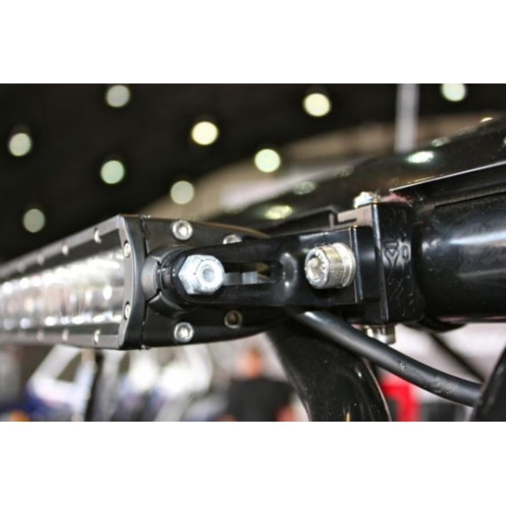 Single Row Light Bar Mounted to Pipe on Boat Plash