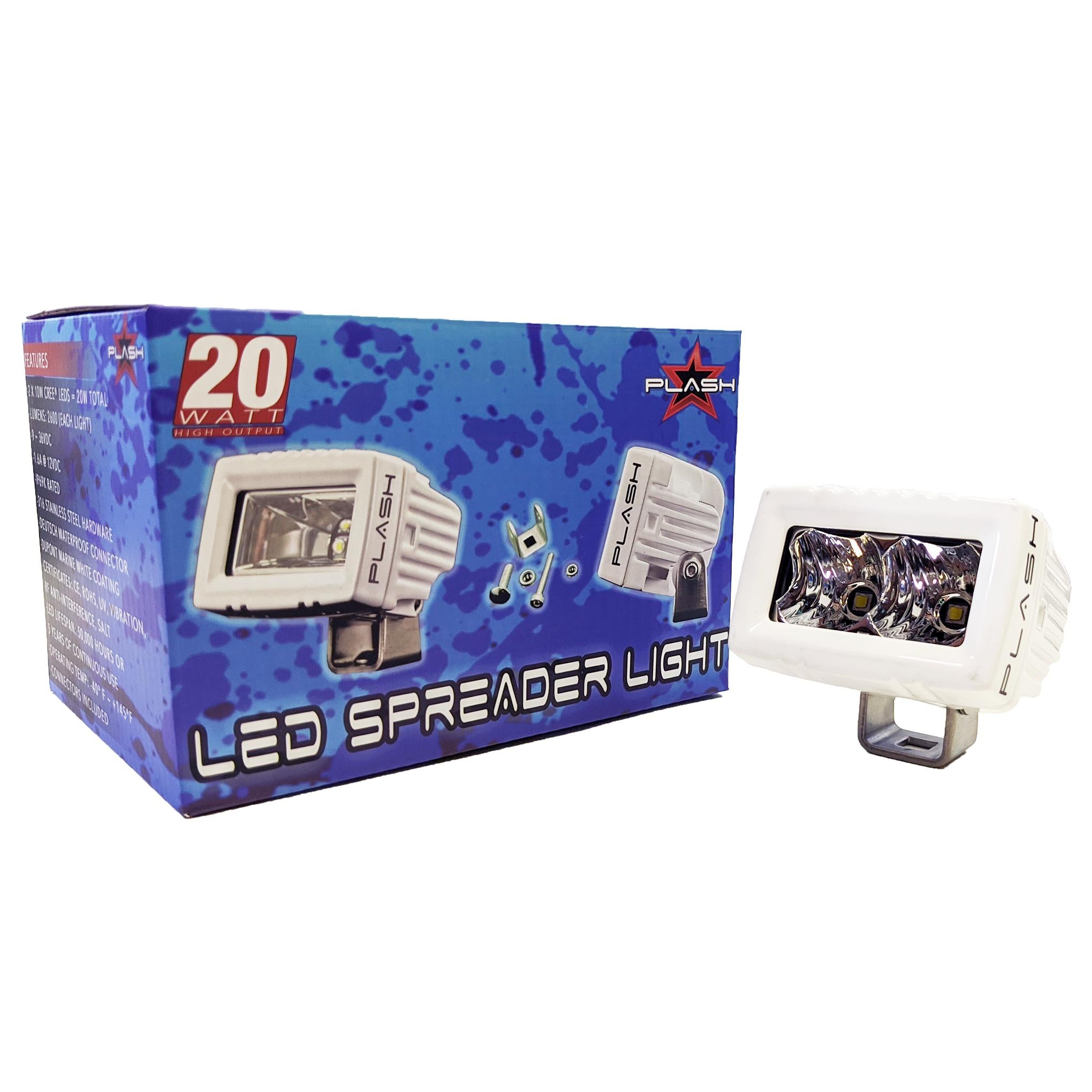 Spreader Light marine white housing stainless steel saltwater bright
