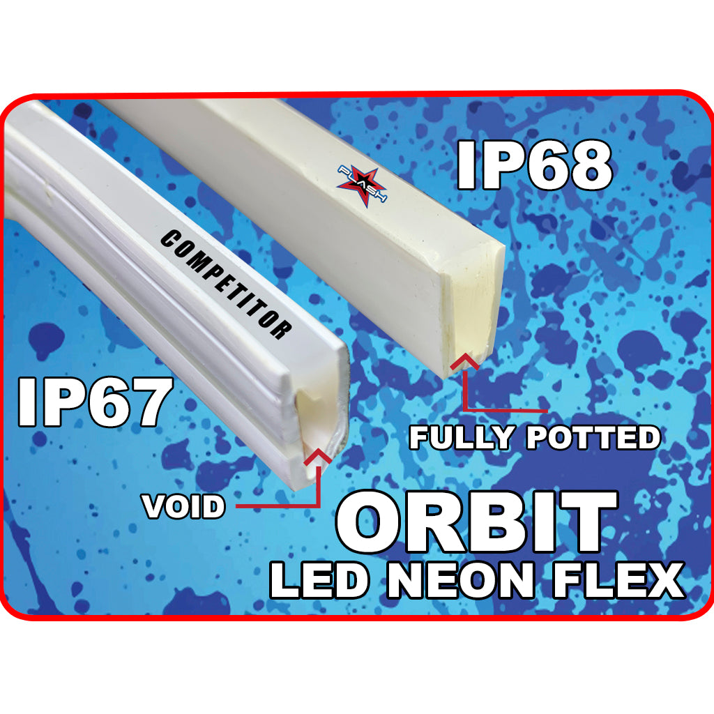 PlashLights Orbit LED Neon Flex Comparison Picture, Completely Filled IP68