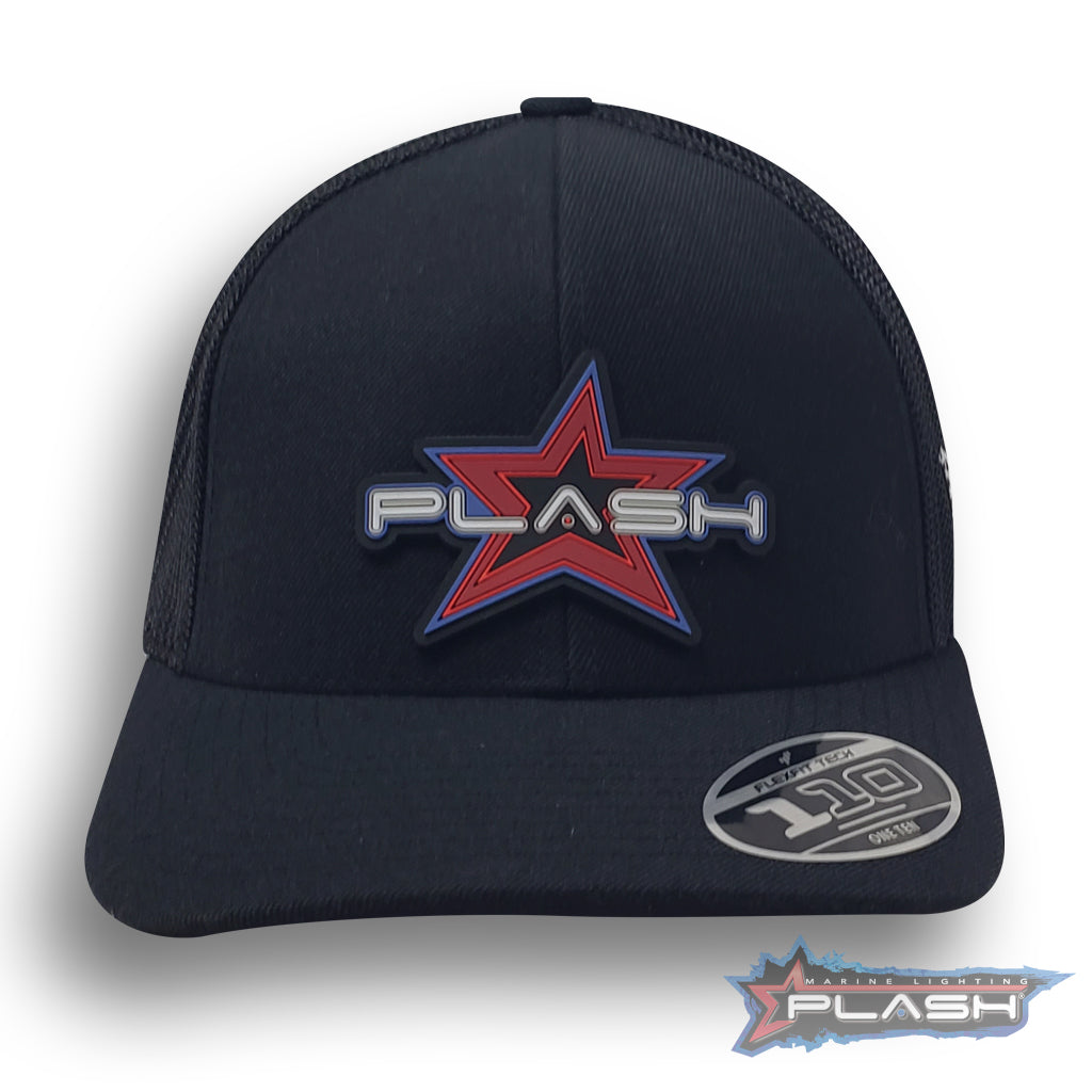 PLASH Curved bill Snap-Back Black Hat Marine Lighting