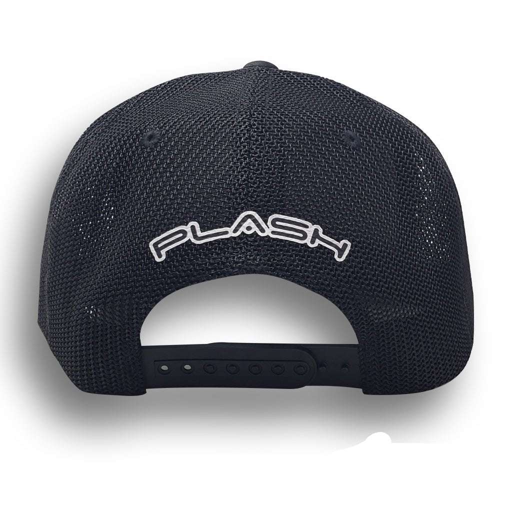 PLASH Curved bill Snap-Back Black Camo front of Hat Marine Lighting