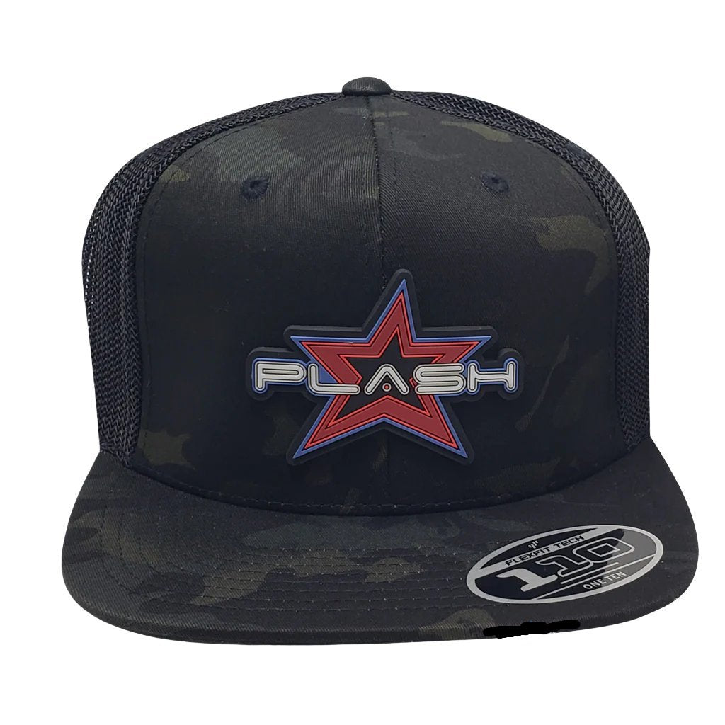 PLASH Flat bill Snap-Back Black Camo front of Hat Marine Lighting