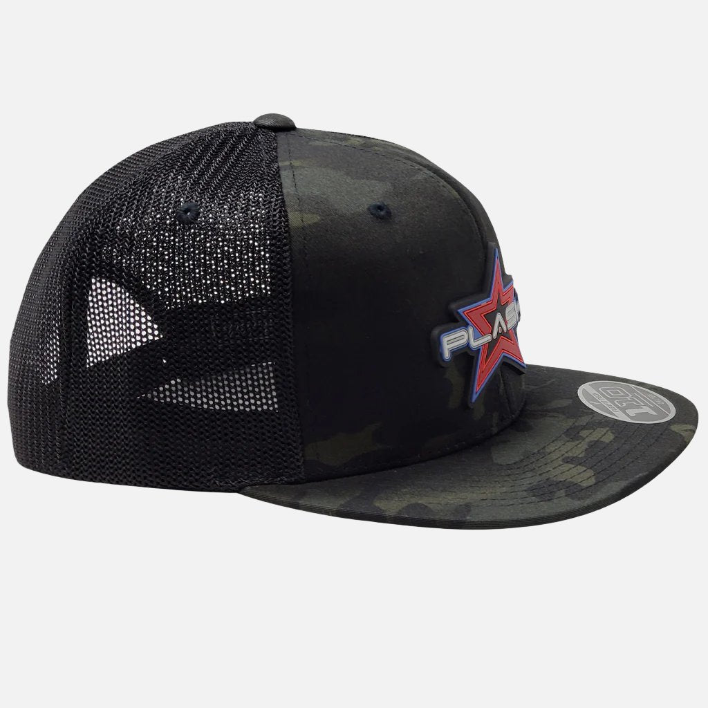 PLASH Flat bill Snap-Back Black Camo front of Hat Marine Lighting