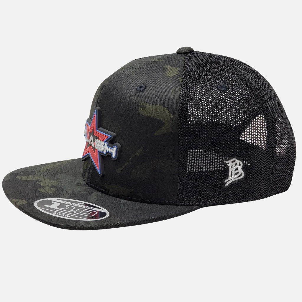 PLASH Flat bill Snap-Back Black Camo front of Hat Marine Lighting