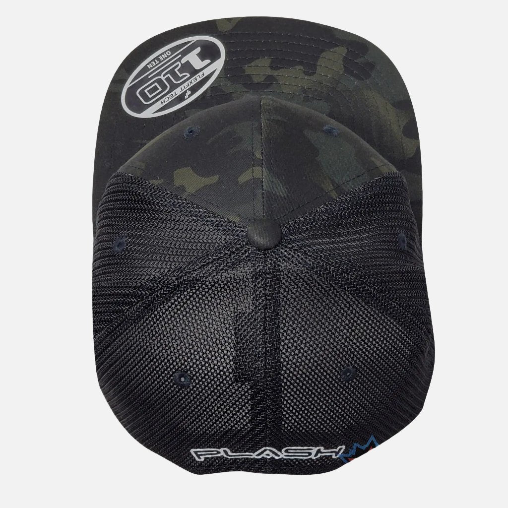 PLASH Flat bill Snap-Back Black Camo front of Hat Marine Lighting