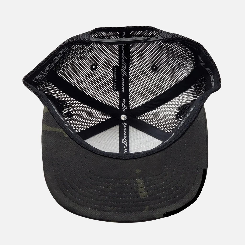 PLASH Flat bill Snap-Back Black Camo front of Hat Marine Lighting