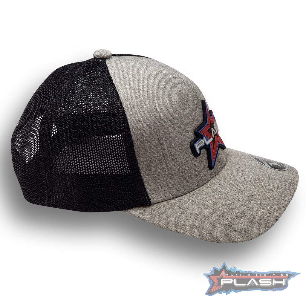 PLASH Curvedbill Snap-Back Flexfit Grey top of Hat Marine Lighting