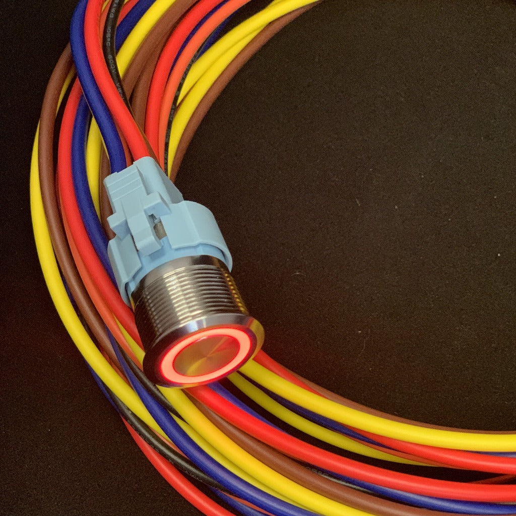 RED Push Button Stainless Steel 15A Switch Marine Boat