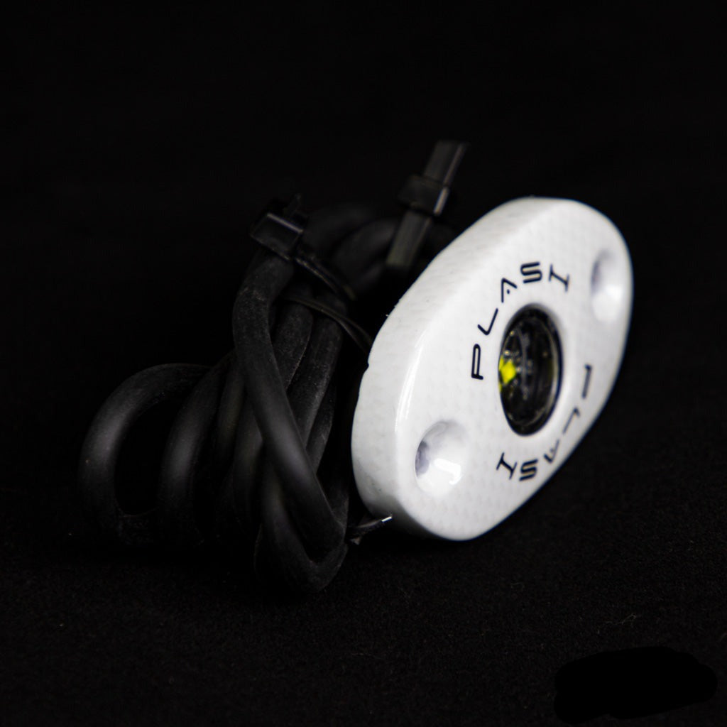 CORPUS - Cool White Carbon Fiber LED Deck Light - White Housing