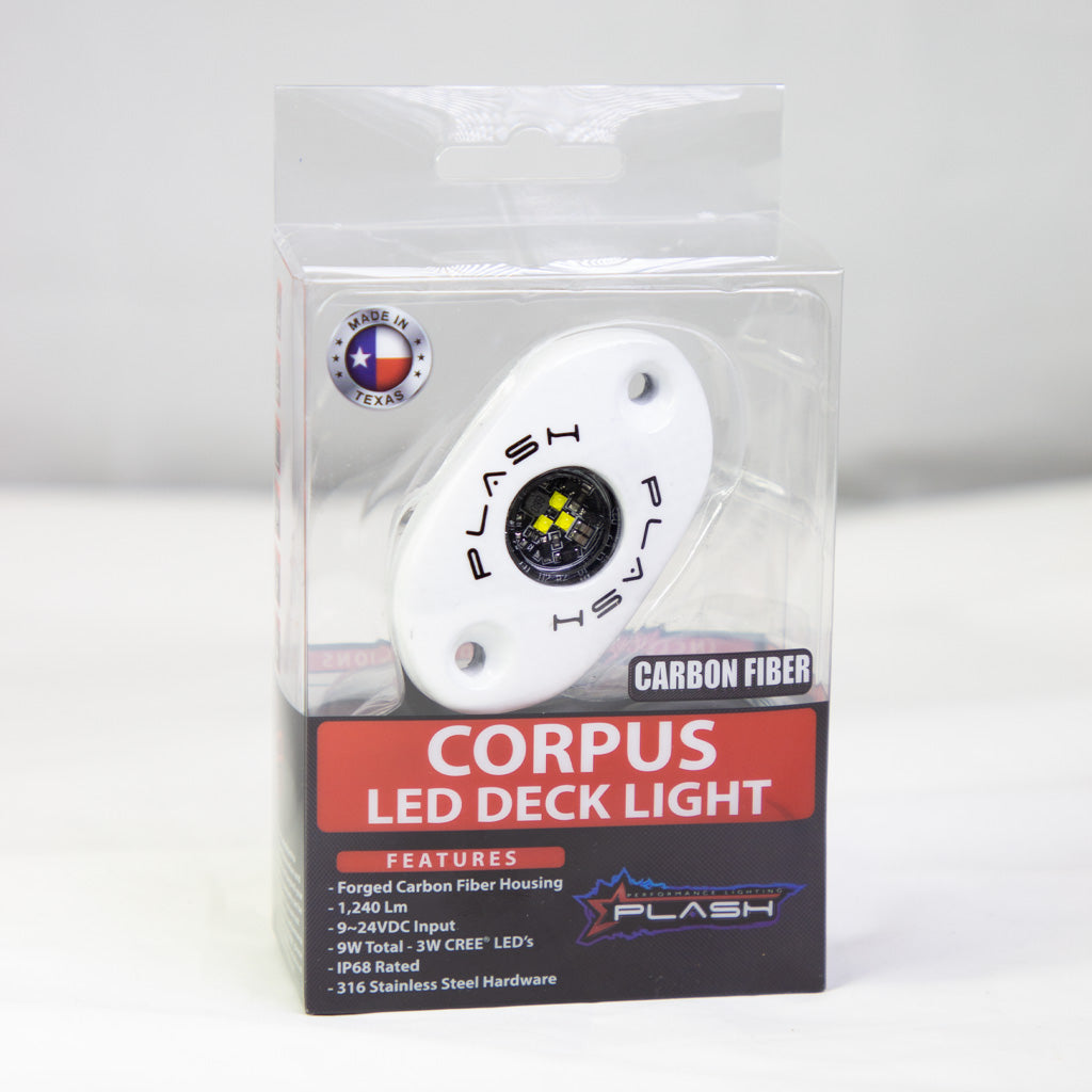 CORPUS - Cool White Carbon Fiber LED Deck Light - White Housing