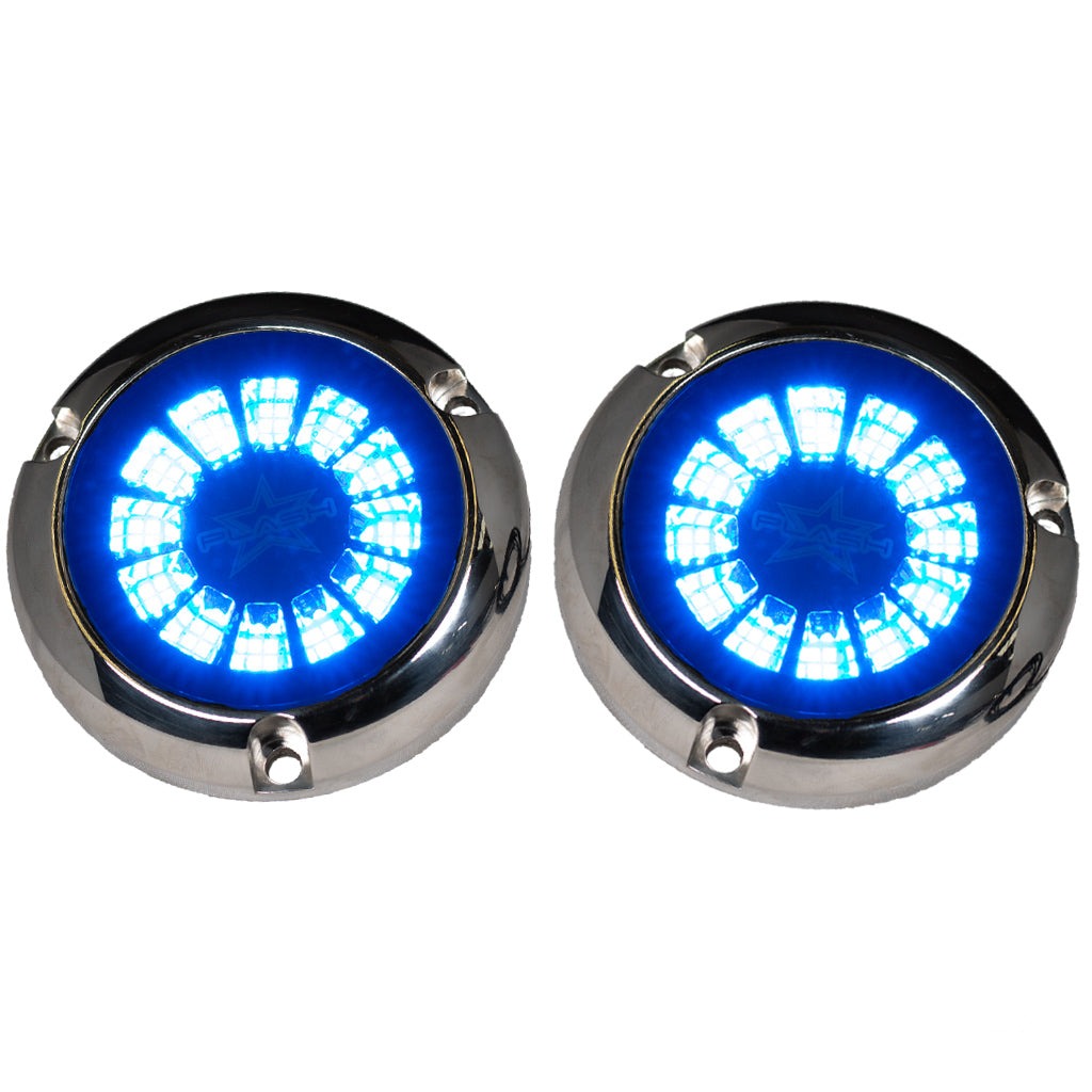 EPIK Underwater Transom Light - Blue - Light Turned On - Pair
