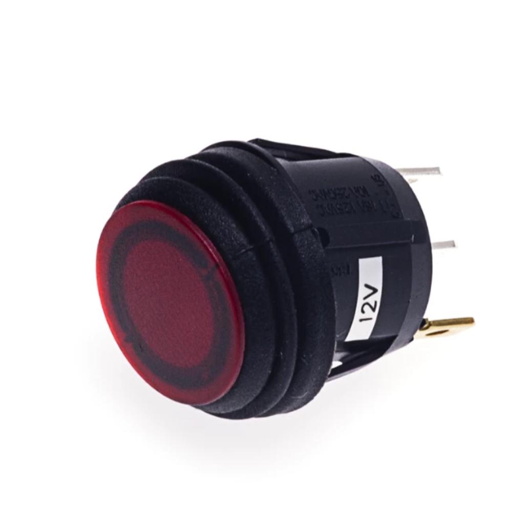 Round Waterproof Rocker Switch - Illuminates Red