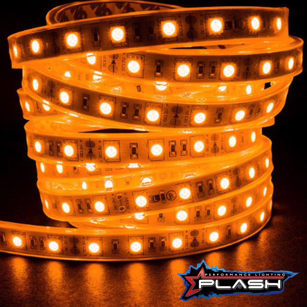 LED Amber Orange Strip Light for Boat Kayak Truck or Bar IP68 Marine Rated waterproof