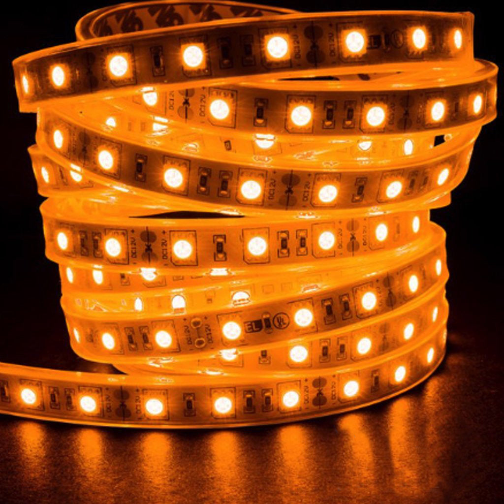 LED Amber Orange Strip Light for Boat Kayak Truck or Bar IP68 Marine Rated waterproof
