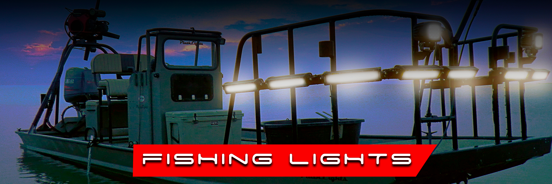 PlashLights XX-Series LED Light Bar World’s Best Marine LED Light Bar marine rated LED low profile light spreader t-top reverse saltwater 