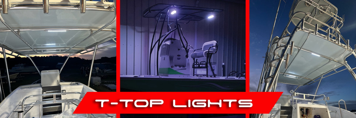 20-Inch LED T-Top Light Bar - Red/White Waterproof Marine Light For Boats