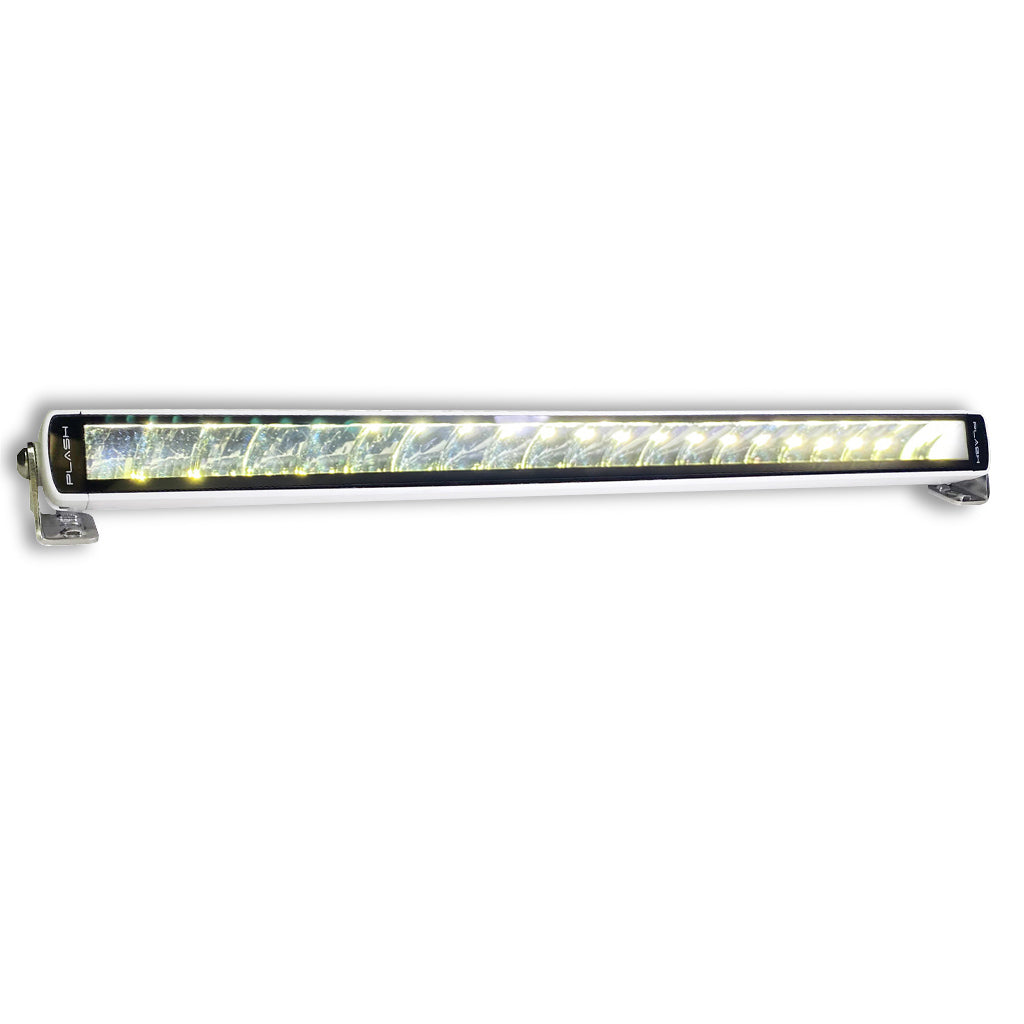 SRX2-Series Single Row White Housing LED Light Bar - 20" - Light Turned ON Bright Night Boat