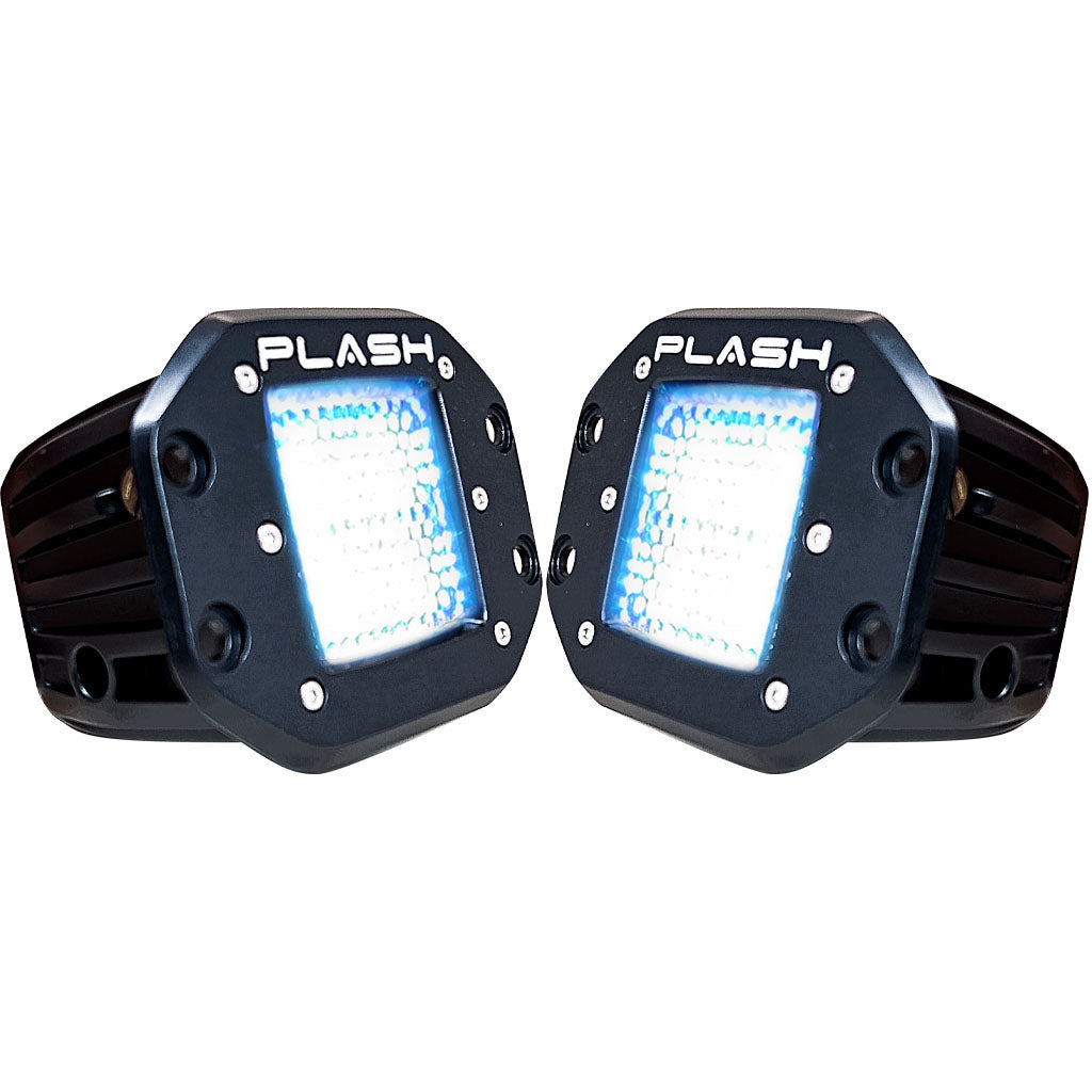 20W Diffused Beam Flush Mounted LED Cube Light Kit Pair LED On