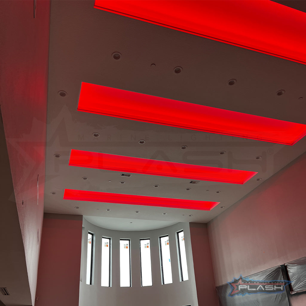 Custom RGB lights installed in residential home in Friendswood Tx by Plash