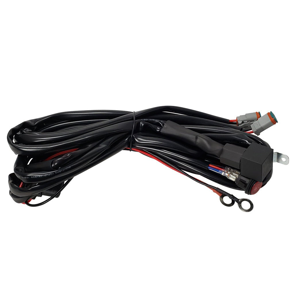 Car wiring harness for IR Series LED cube lights on a white background