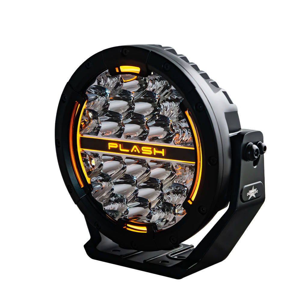 Plash Pearl 2- 7" Round Search Light Combo Beam Amber DRL Side View