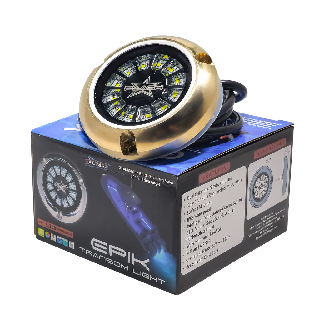 EPIK Underwater Transom Light- Brass Housing - RGBW- Single