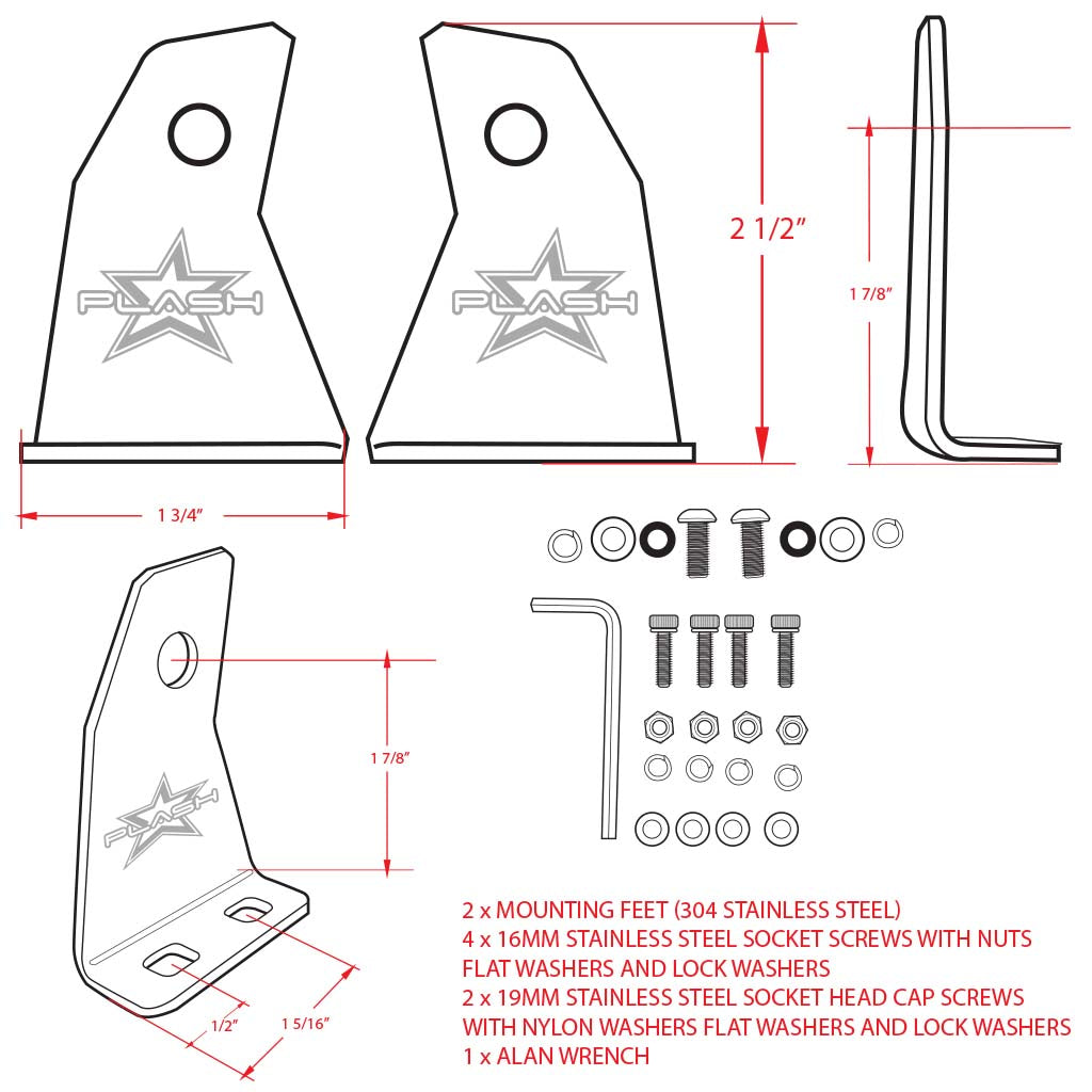 Stainless Steel Mounting Feet Dimensional Diagram