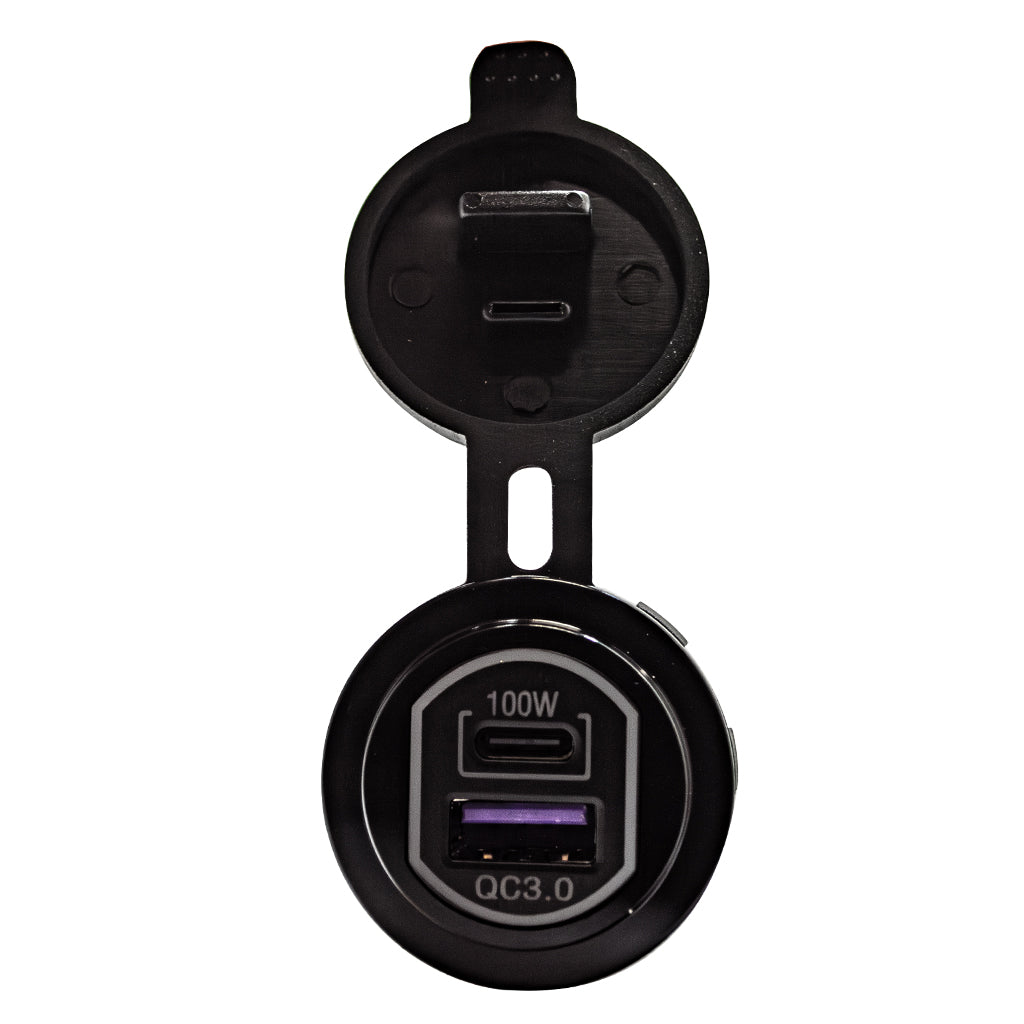Plash Dual Port 12V USB Charging Outlet | USB-C | USB-A