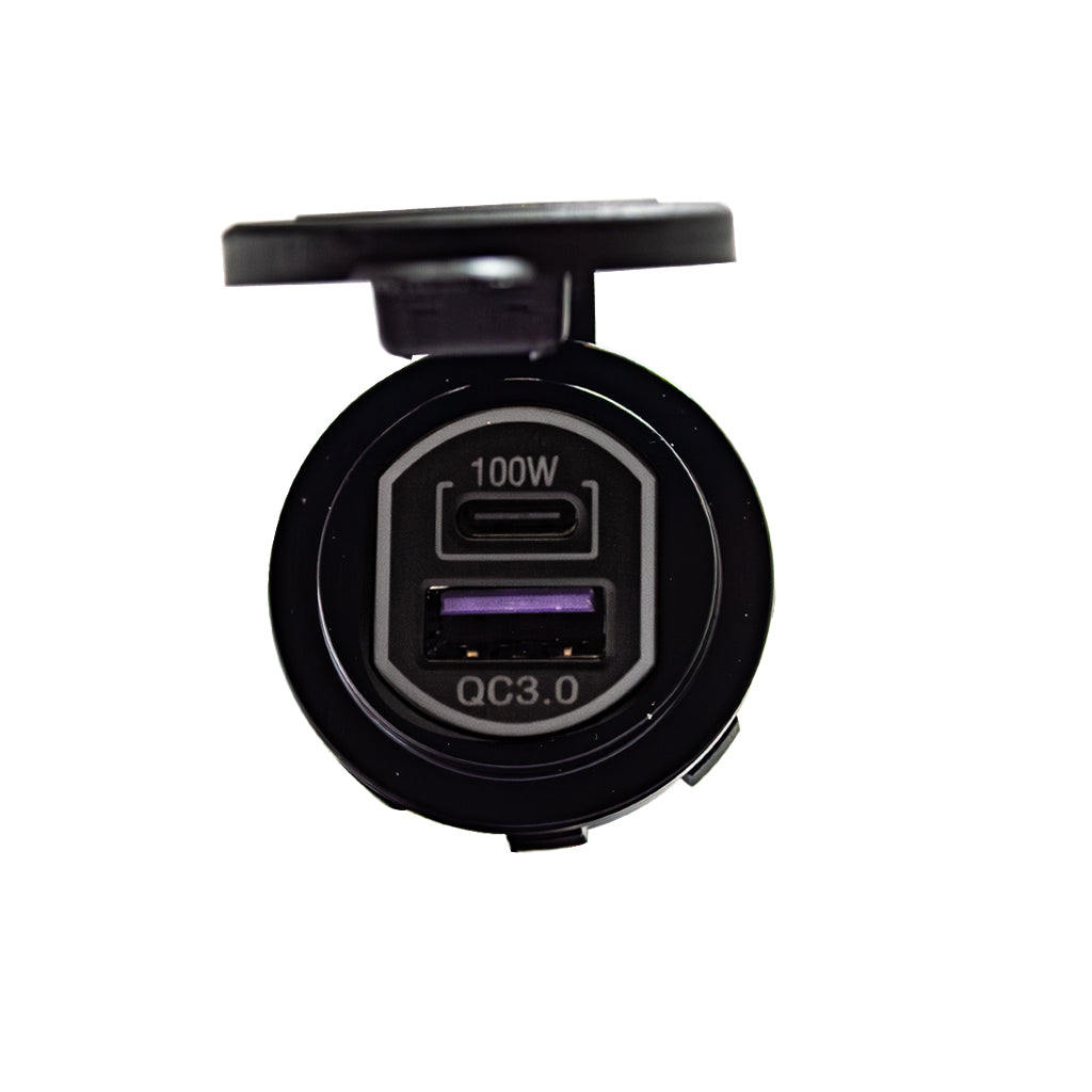 Plash Dual Port 12V USB Charging Outlet | USB-C | USB-A