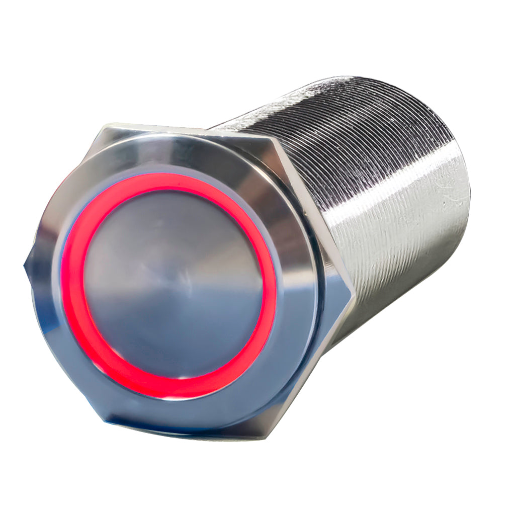 19MM Stainless Steel Harsh Environment Marine Switches Red LED