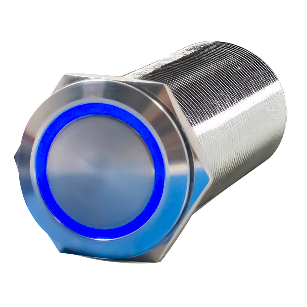22mm Stainless Steel Harsh Environment Marine Switches Blue LED On