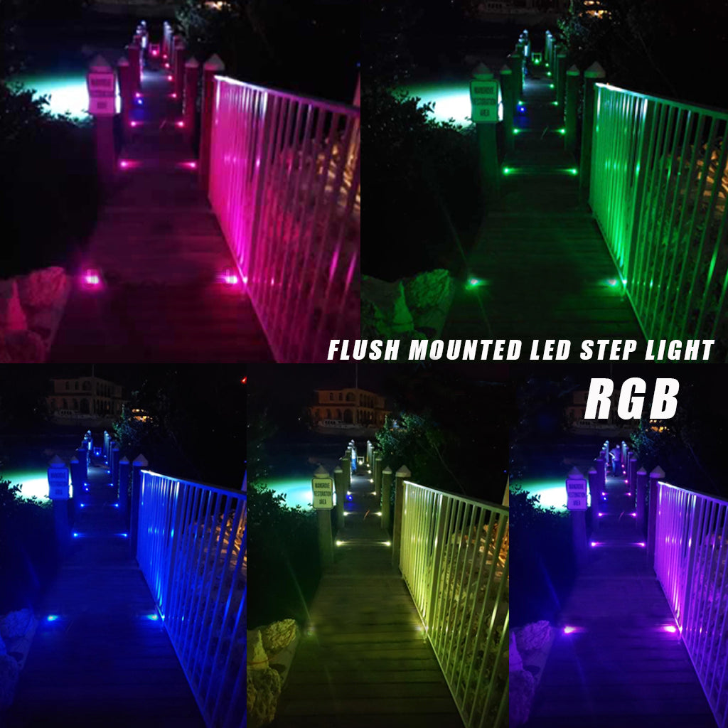 Flush Mounted Black Housing LED Step Light Boat Down Light RGB Waterproof