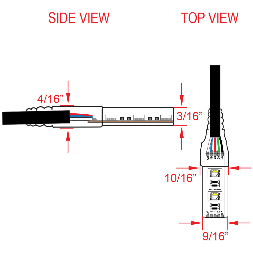 PLASH RGBW Light Strip Dimensions