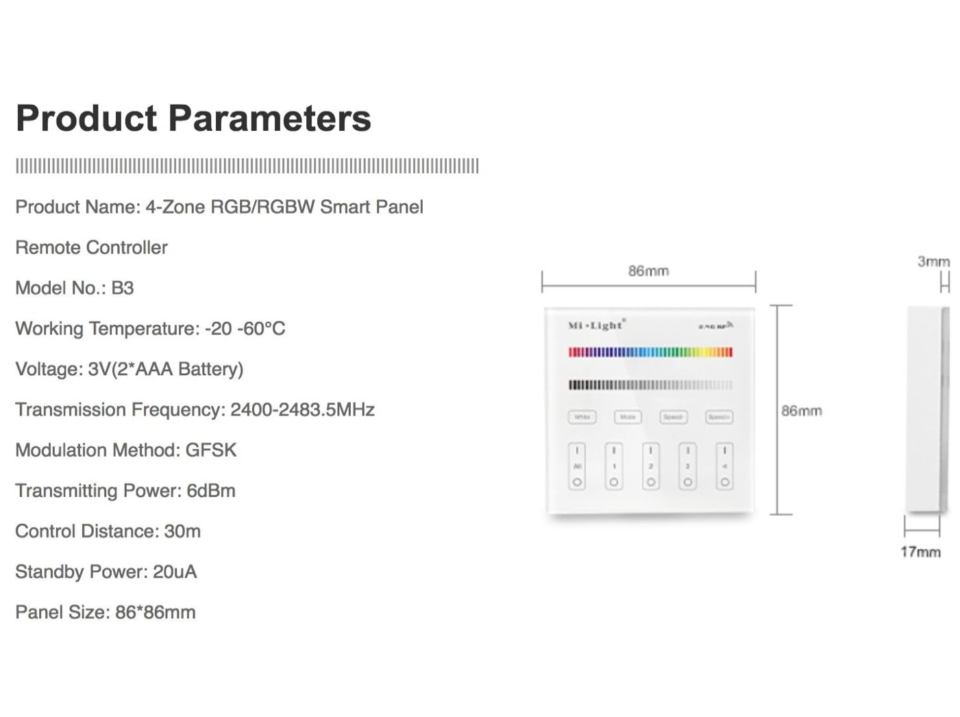 MiBoxer Wireless Controller & Receiver - Single Color / RGB / RGBW