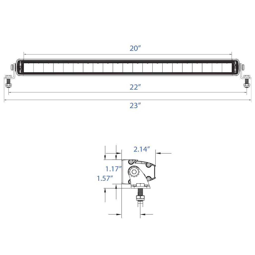 20" SRX2 Series Light Bar White Housing Dimensions