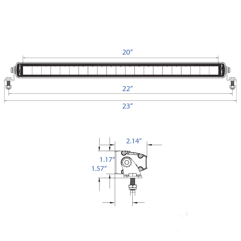 20" SRX2 Series Light Bar Dimensions