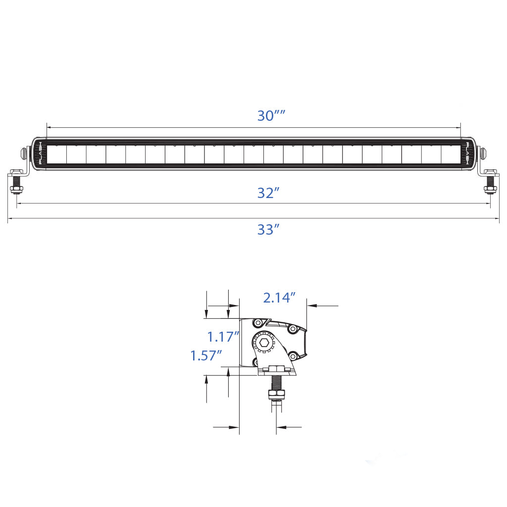 30" SRX2-Series Single Row LED Light Bar Dimensions