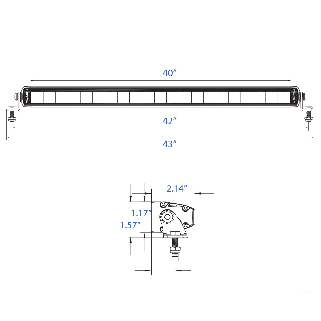 40" SRX2-Series Single Row LED Light Bar Dimensions