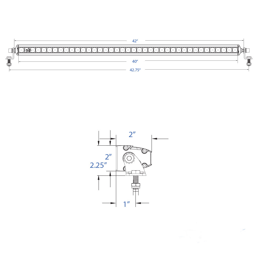 40" 42" Single Row LED Light Bar Plash Dimensions