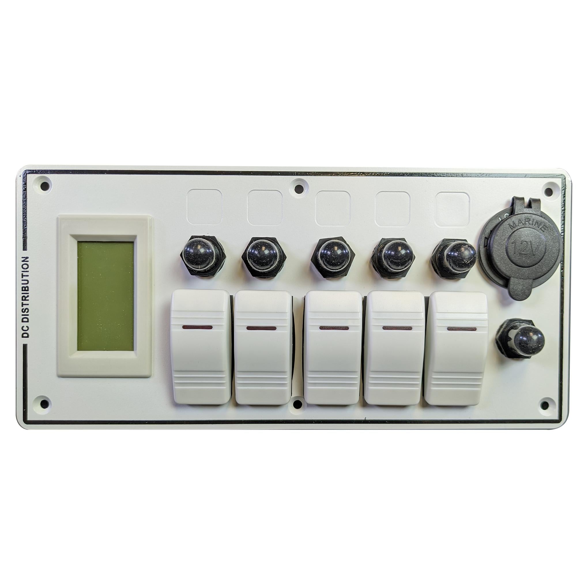 5 Switch Panel with Breakers & Voltmeter - Marine