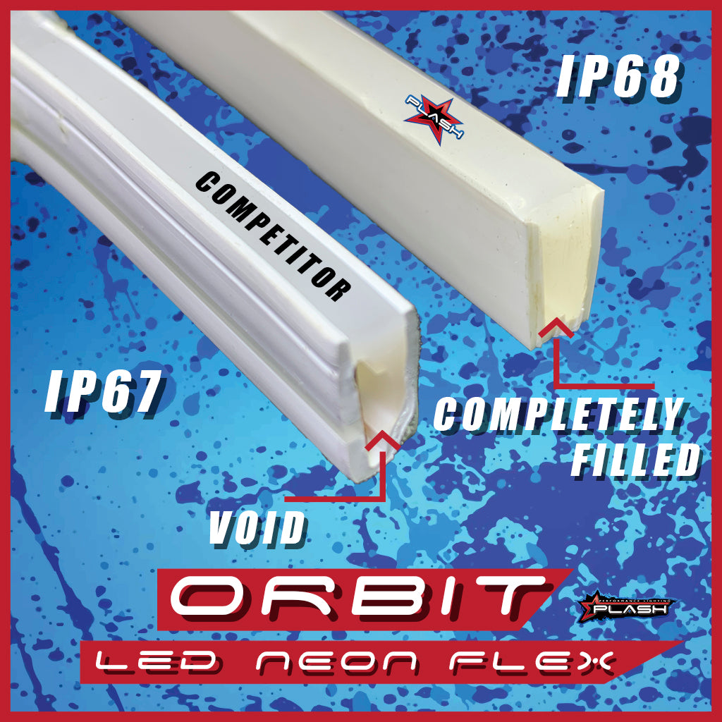 PlashLights Orbit LED Neon Flex Comparison Picture, Completely Filled IP68