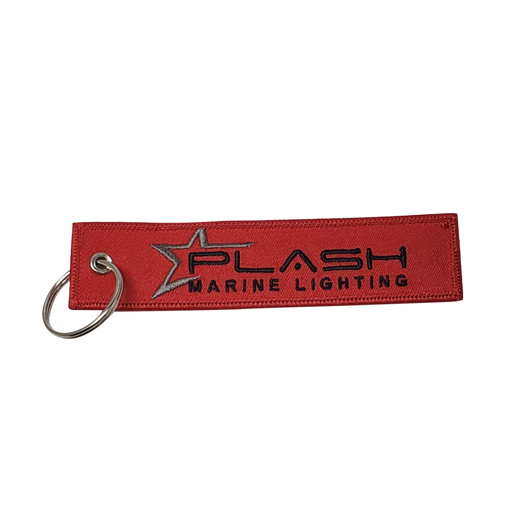 Heavy Duty Keychain Twill Polyester Embroidered Promo Plashlights Brightest LED Lights Front View