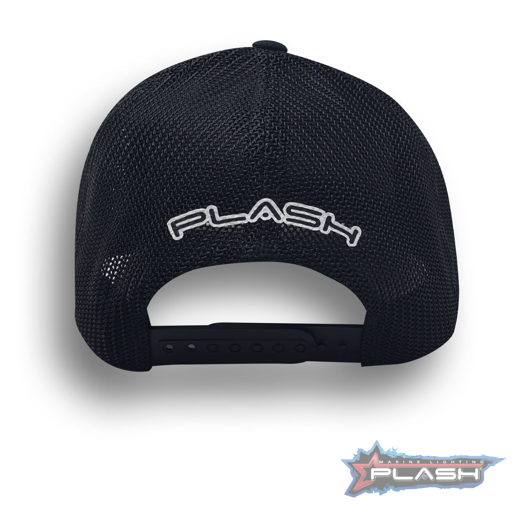 PLASH Curved bill Snap-Back Black Hat Marine Lighting