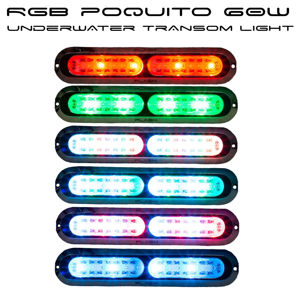 60w watt underwater RGB transom light waterproof led marine boat light poquito