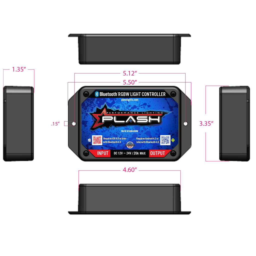 LED Lighting RGB Bluetooth app controlled brightest waterproof With Splitter Dimensions