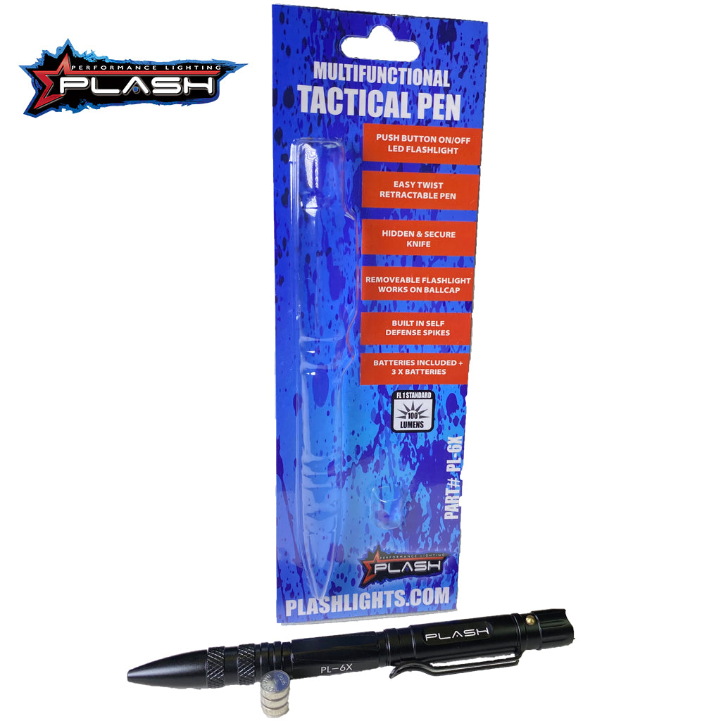 PlashLights MultiFunctional Tactical Pen with 3 Batteries and Package 