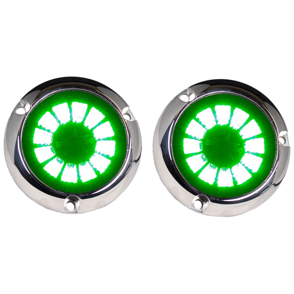 EPIK Underwater Transom Light - Green - Light Turned On - Pair